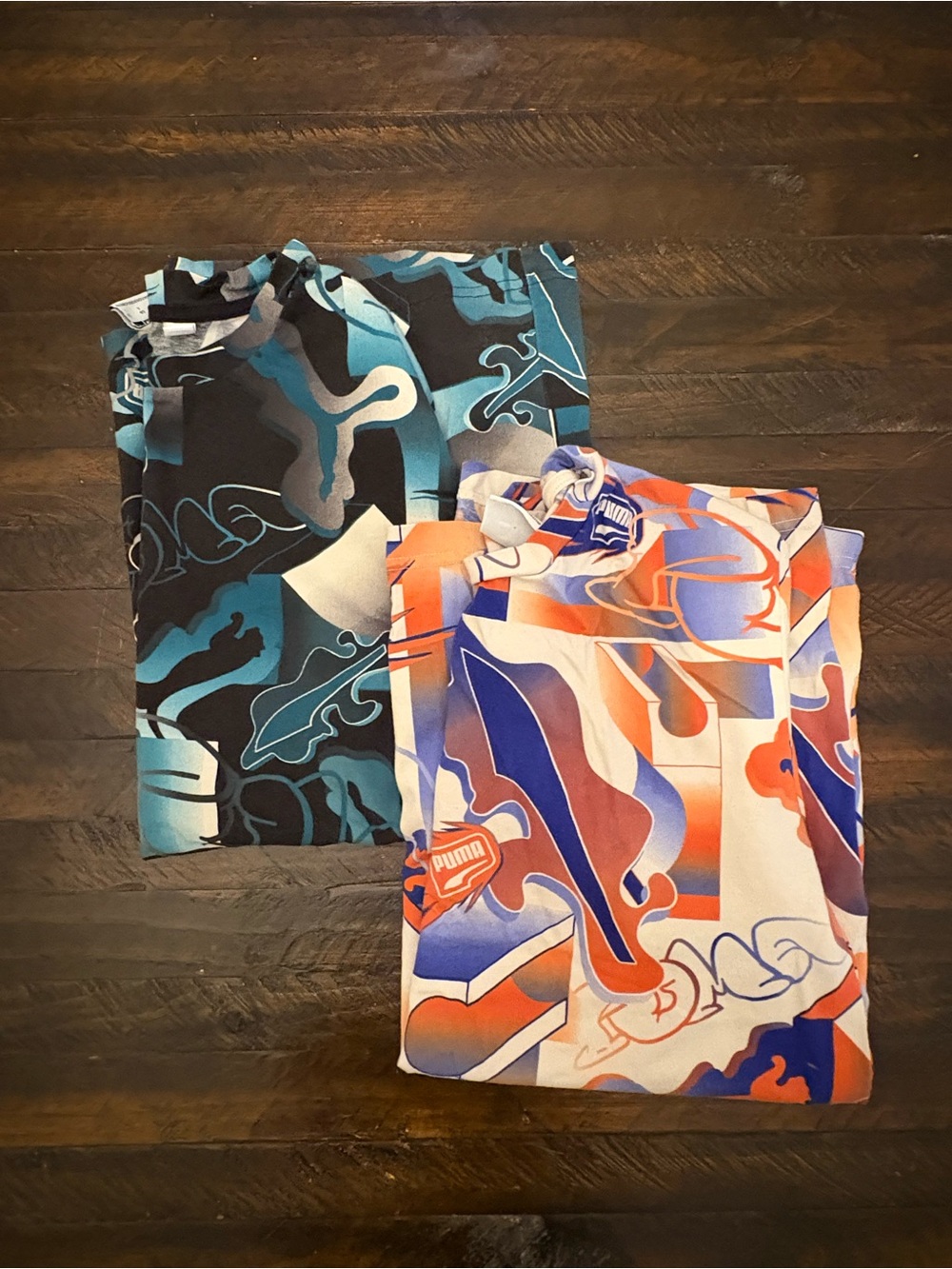 Puma Short-Sleeve Graphic Tees - Blue/Black & Orange/White